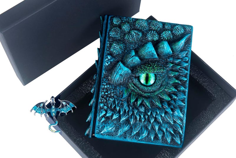 LZlightactor 3D Dragon Eye Embossed Journal,Resin Engraving Notebook,Dnd notebook for Dragon Lovers ，Blank Paper,Hardcover Travel Notepad for Writing,Sketchbook,Collection,Gift,Decoration A4 and A5 Size (A5-Blue - Image 5